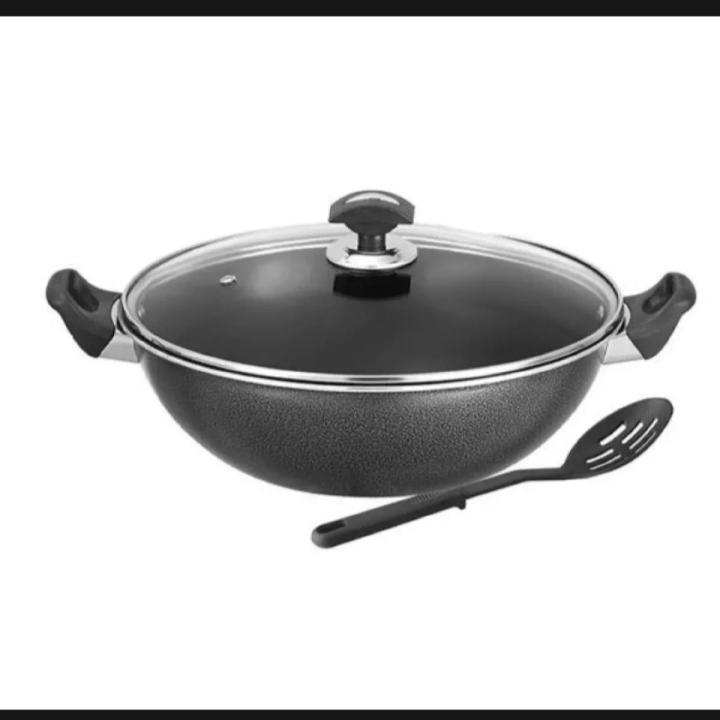 Non Stick 32cm Wok with Glass lid For cookware
