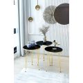 3 Pieces Table Set Top Marble Sheet With 3 Stylish  Gold Legs Coffee Table. 