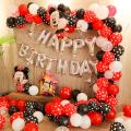 Jumbo Size Mickey and Minnei Grand Decoration Set With Red & Black Theme  and Jumbo Size Mickey & Minnie Mouse Foil Balloons. 