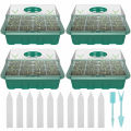 Trays Set Seedling Starter Cells Germination  Pots Grow Box 4x 12 Cell. 