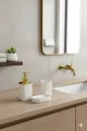 IKEA STORAVAN Polypropylene Plastic 3-piece Bathroom Sets (Soap Dispenser, Toothbrush Holder & Soap Dish) (Grey). 