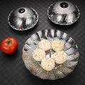 Folding Steamer Steam Stainless Steel Basket Steamer Expandable Kitchen Tool Folding Collapsible Rust Free Adjustable Kitchen Vegetable Steamer Basket  Foldable Steamers Vegetables Colander. 