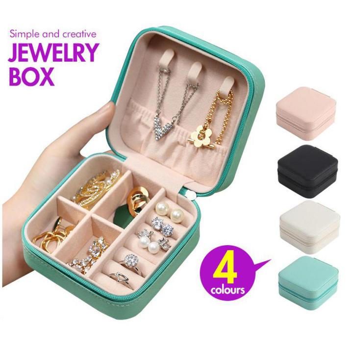 Jewelry Organizer Box for Travelling Leather Box Hair Accessories PU Leather Small Jewelry Box, Travel Portable Jewelry Case for Ring, Pendant, Earring, Necklace, Bracelet Organizer Storage Holder Boxes Mini Jewelry Box Girls Women