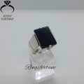 Black Aqeeq Stone Ring , Natural Black Agate Ring , 925 Silver Ring With Black Onyx. 