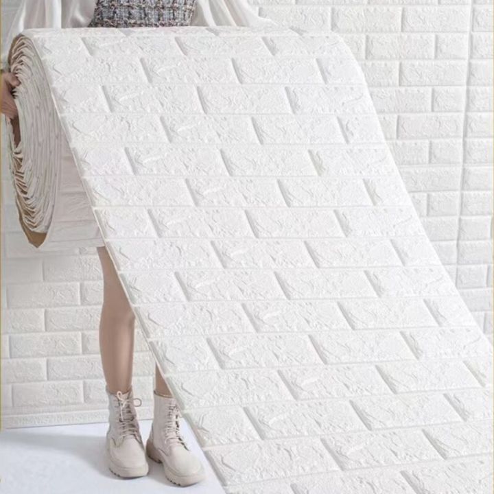 Happy life Self adhesive wallboard bathroom 3D foam decorative wallpaper waterproof and moisture-proof design home decoration wall sticker