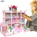 Princess Big Villa DIY Dollhouse for Girls  Pink Princess Castle Play House with Slide Yard and Furniture  DIY Building Set for Kids  Dream Palace Role Play Toy with Dolls  Best Gift for Girls Age 3-10 Years  Toy Doll House  ToyzRusPk  3D Assembled. 