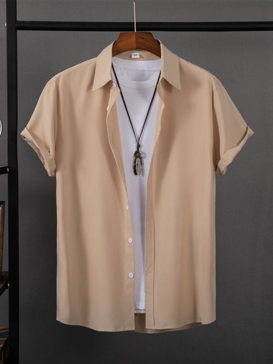 PREMIUM QUALITY PLAIN SKIN COLOR HALF SLEEVE SHIRT COTTON LINEN FOR MEN