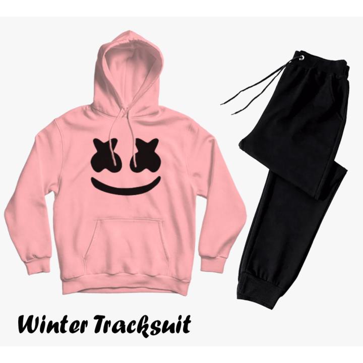 Marshmallow Printed Tracksuit Winter Pullover Hoodie Jacket & Trouser Trendy Track Suit for_Men_Boys _Girls Trendy Fashion Wear Track Suit Gym Sports Outdoor