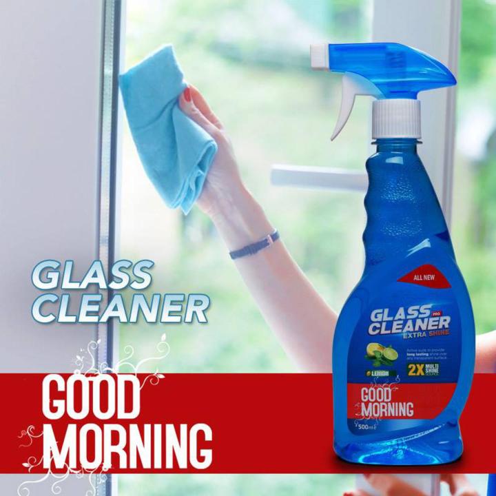 Good Morning Glass Cleaner Pro Anti Dust Extra Shine Lemon Fragrance 500 ml Spray Bottle