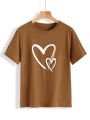T Shirt for Women Summer collection Heart Printed stylish round neck half sleeves T shirt. 