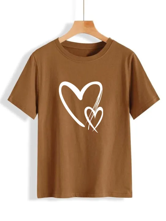 T%20Shirt%20for%20Women%20Summer%20collection%20Heart%20Printed%20stylish%20round%20neck%20half%20sleeves%20T%20shirt%20-%20Image%205
