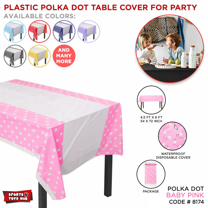 Table Cover For Party Decoration Polka Dot Waterproof Stain Resistant Disposable Covers Table Runner Wrinkle Free Plastic Sheet For Event Decoration Theme Birthday Party Event Decor Wedding Anniversary Baby & Bridal Shower