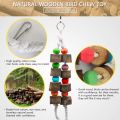 Bird Wood Chew Toy，2-Pcs Parrot Hanging Wooden Blocks Cage Grinding Bead Toy for Budgies Parakeet Cockatiel Conure Lovebirds.. 