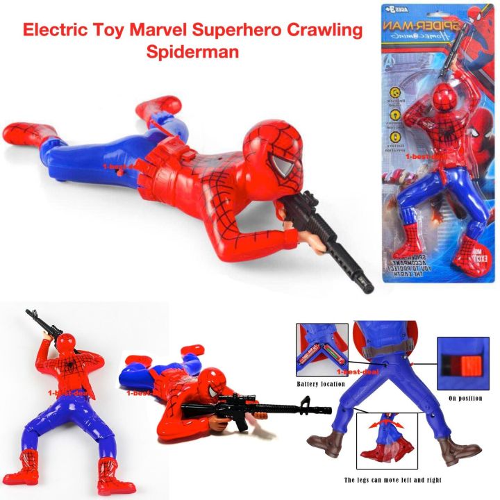 New Electric Crawling Soldier Toy Music Lighting Electric Electric Climbing Toy Crawling Action Figures with LED Light Gun and Sound| SharvilSons Spiderman Crawling Action Toy | Spiderman/Batman/Captain America/Hulk/GI Joe Army (Spiderman)