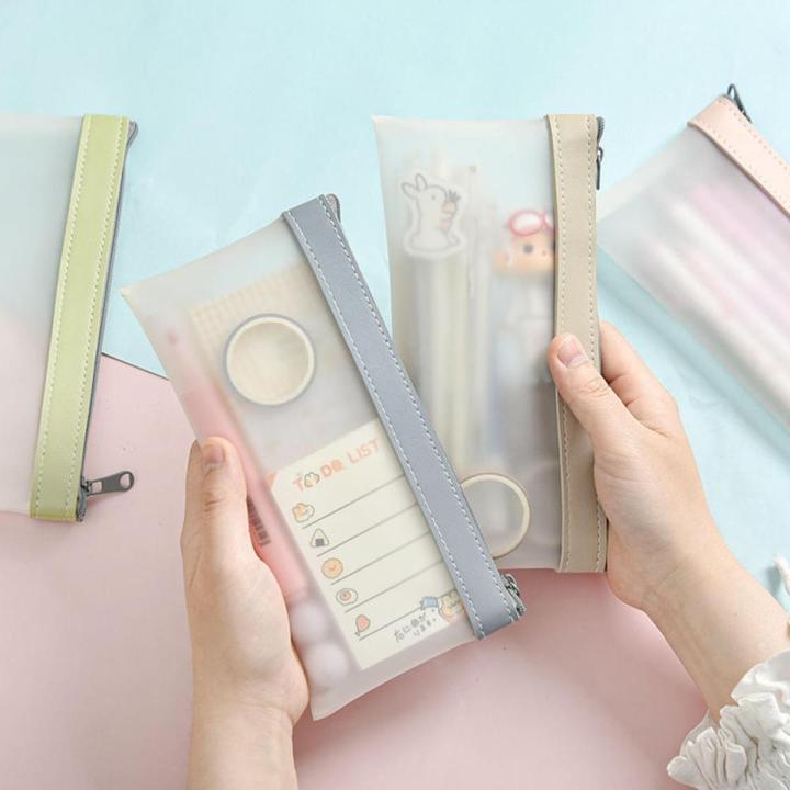 Sleek Stationery Box Slim Pencil Pouch Clear Pencil Case Large Capacity Pencil Case Transparent Pencil Bag