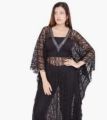 Black Color lace Work Net Fabric Kaftan. 