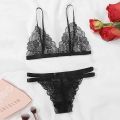 Womens Lingerie Women Lingerie Set High Waisted Underwire Lingerie with Garter Belt Lace Babydoll net bra set black. 