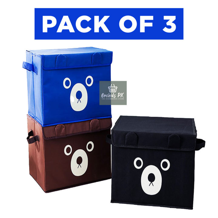 [PACK OF 3] Foldable Storage Cubes small Panda design Organizer Basket ...