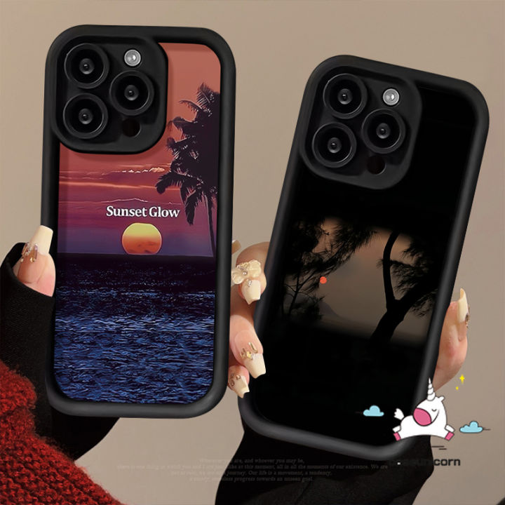For Oppo A18 A12 A5s A57 A38 A9 A7 A78 A74 A17 A16 A58 A31 A76 A77 A54s A53 A55 A16s A98 A52 A3s A77s A17k A1K A96 Reno 8T 5F 4 Tree Shadow Sea Sunset Scenery Case