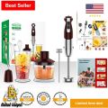 New Hand Blender Set 4-in-1 Multifunctional Heavy-Duty 800w Powerful Copper Motor, Coffee Beater Single & Double Speed Stainless Steel Immersion Blender - Egg beater and Milk Frother - Meat Chopper 600ml -Juicer Machine - Electric Grinder - Food Processor. 