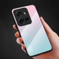 Biruiqu For Motorola Edge 50 Neo Shockproof Gradient Tempered Glass Back Soft Silicone Edge Case Cover. 