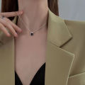 Fashion Black Square Pendant Necklace for Women Sweater Clavicle Chain Necklace Nicle. 