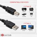 Printer cable USB A to USB Type B 2.0 100 % Branded Cable Type C Printer Scanner Cord Compatible for MacBook Pro, HP Canon Printers and More (4FT, Black). 