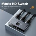 Baseus HDMI Switcher 4k@60hz, 1x2/2x1 Bi-Directional (2 In 1 Out, 1 In 2 Out) FULL HD HDMI Adapter Hub for Xbox PS5/4, TV BOX. 