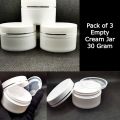 Pack of 3 / Empty Cream Containers 30 Gram Pot Cream Jars Refillable Plastic Cosmetic Containers. 