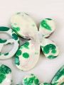16 – 20pcs / 43 – 47gms Marbled Green and White Mix Aesthetic Beads for Crafting – Unique Shapes for DIY Jewelry and Accessories. 