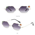 Sun Beach UV400 Children's Outfit Mirror Frame Girls Metal Flower Glasses Kids Sunglasses Polarized. 