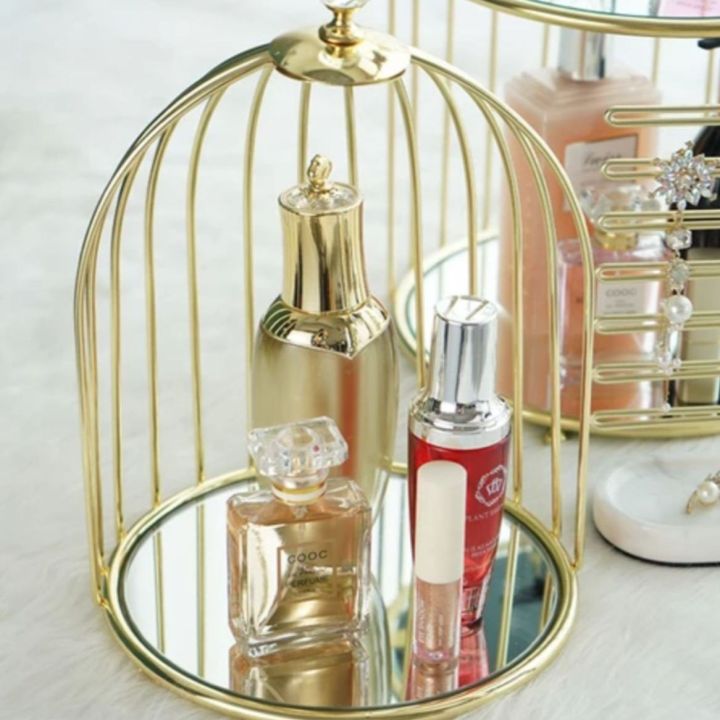 Luxury Makeup Organizer Cosmetics Shelf Desktop Creative Bird Cage MCosmetic Storage