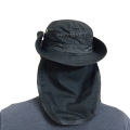 Bucket Boonie Hat Neck Flap Sun Wide Brim Fishing Outdoor Cap Sports Hiking Sun Protector Cap - Black. 