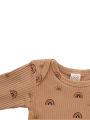 Funne eshop 2 Pcs Newborn Ribbed Outfits, Infant Rainbow & Sun Print Long Sleeve Round Neck Playsuit + Trousers. 