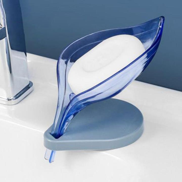 Leaf Shape Self Draining Leafology Decorative Soap Holder Self Adhesive Soap Dish Soap Case Drainage Soap Base for Shower Bathroom Kitchen Plastic Self Draining Soap Saver for Bathroom, Bar Soap Tray Kitchen Sponge Holder