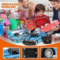 Remote Control Rock Monster Car with Lights & Flame Spray Function Stunt Car - 1:20 Scale - Four Channel - Operated Battery - Blue. 