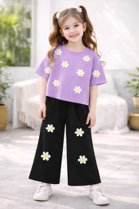 Kids%20Printed%20Suit%20T-Shirt%20&%20Flapper%20Set%20%7C%20Girls%20Summer%20Cotton%20Dress%20-%20Image%202
