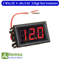 2 Wire DC 4V–30V 3 Digit Digital Display Voltage Meter 0.56 Inch Red LED Voltmeter Module High Accuracy Panel Indicator by Electrica. 