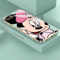 For iPhone 7 Plus Case With Cartoon Cute Minnie Mouse New Side Design Phone Case Square Edge Pattern Luxury PlatingSilicone Casing Full Cover Camera Shockproof Protection Case. 