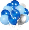 Pack of 41 Pcs Happy Birthday Decoration Combo Set Dark blue Light Blue White Including Blue Banner Cards with pure latex balloons. 
