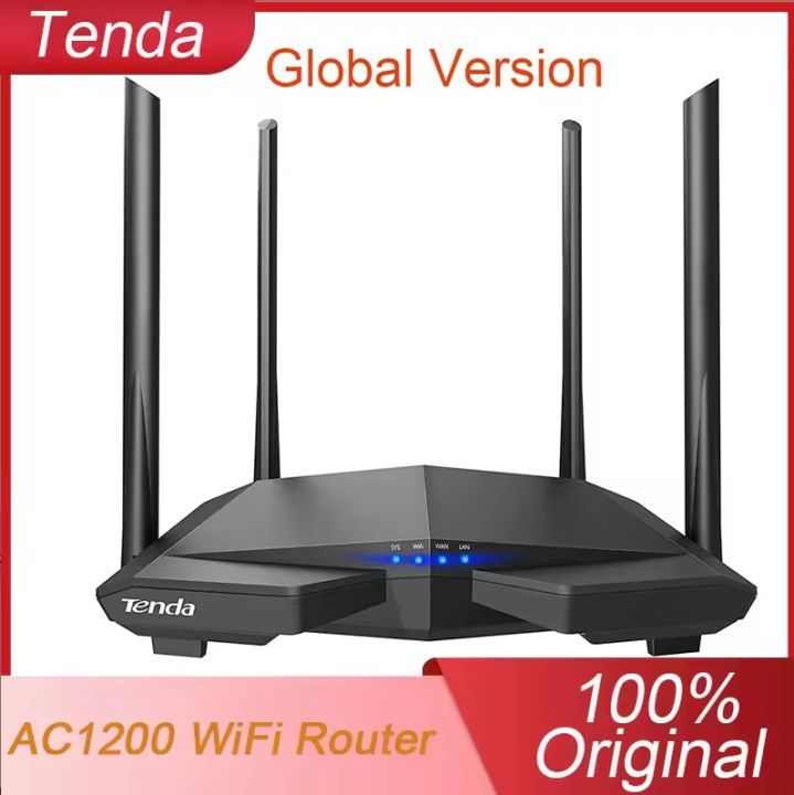 Tenda AC6 AC1200 Smart Dual-Band WiFi Router Global Version– High-Speed 5GHz Wireless Internet – MU-MIMO Beamforming – 1200M Optical Fiber – Long Range Coverage – 4 LAN Ports – 90m² Coverage – Free Installation