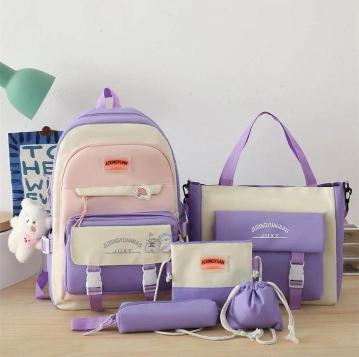 4pcs backpack Children School Bags For Girls Boys Canvas SchoolBag ...