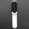Travel Folding Hair Brush With Mirror Compact Pocket Size Comb-White. 