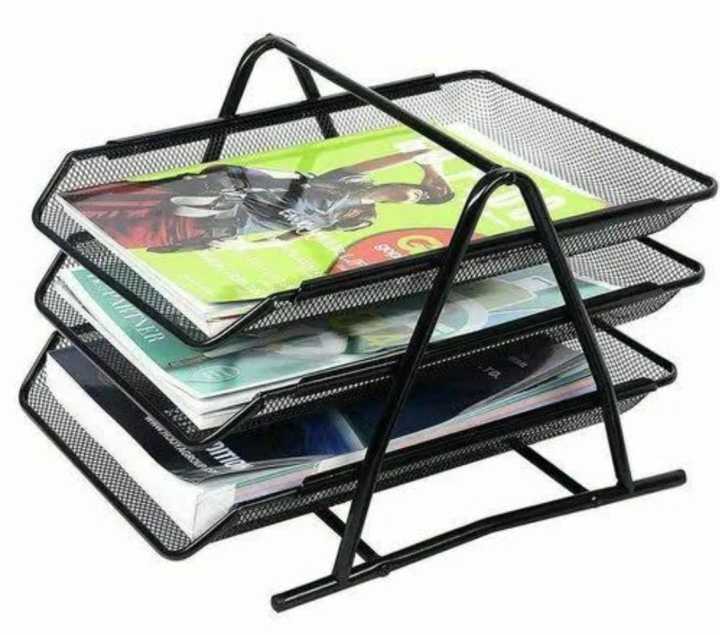 3 Tier Document Tray Metal Mesh Document Rack File Holder Letter Tray ...