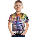 ROBLOX Game Pattern Printing Children's T-shirt Soft and Comfortable Summer Clothing Children Cartoon Sandbox Party. 
