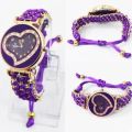 Bracelet Watch Heart Shape For Girls Leaf Fashion Cute Girls Fancy Bracelet Heart Dial Watch random color. 