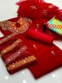 3 piece unstitched Dress for women & Girls beautifull embroidery work handemade design PINK colour suit for girls. 