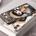 Hontinga for Redmi 12C Back Cover（Free Lanyard）Luxury 6D Plating Cartoon Satchel Girl Side Pattern Case Soft Silicone Square Mobile Cover. 