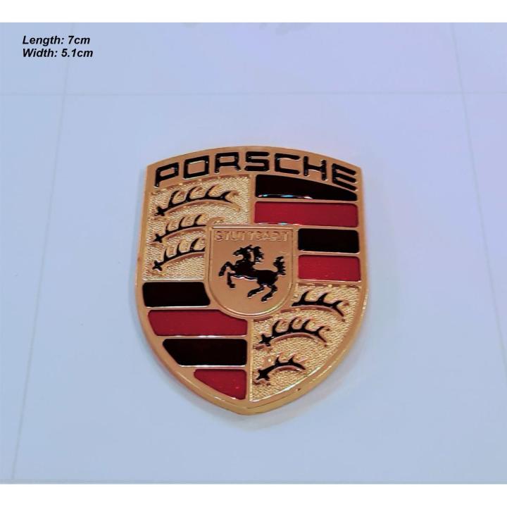 Porsche Logo Golden Horse 1 piece Logo Metal Emblem Metal Body Monogram For Car Motorcycle Decorative Metal Marka Self Adhesive Metal Logo