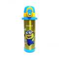 Minions Kids Stainless Steel Water Bottle Hot and Cold Resistant Vacuum Hydro Flask with Straw Lid Water Bottle for School Kids 500ml. 